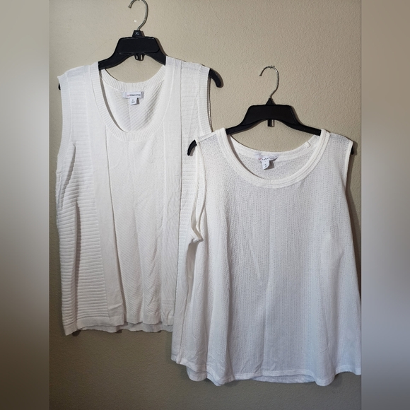 Bundle of 2 Liz Claiborne Women's White Sleeveless Tops - Picture 1 of 7
